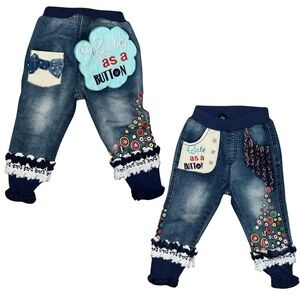 Rockin Style Girls Jeans Embellished with Buttons Adorable Size 18-24 Months